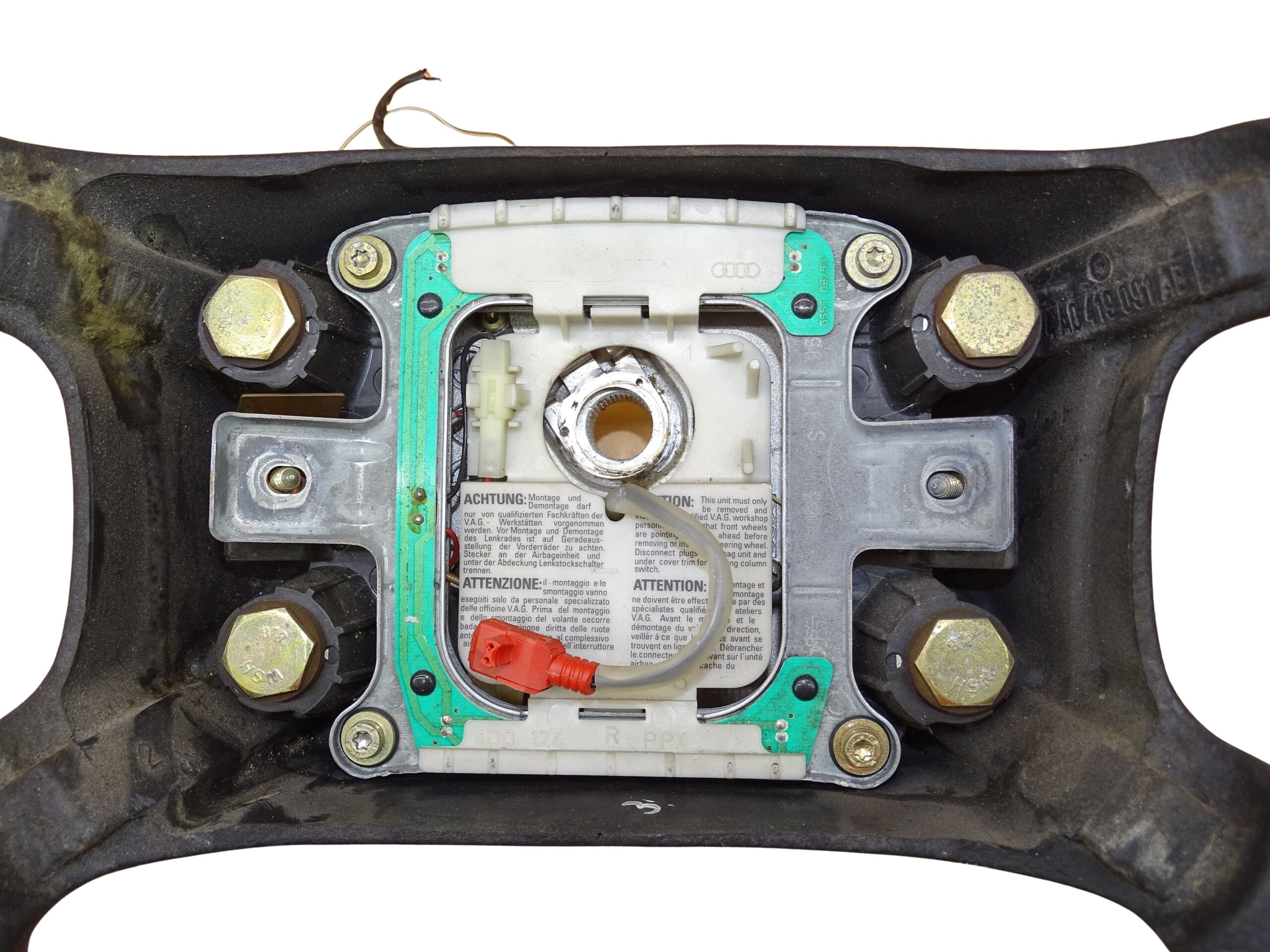 4A0419091AB+4D0951543D Audi 80 90 B3 B4 Cabrio Coupe Typ89 A4 B5 A6 C5 Lenkrad 4-Speichen mit Schleifring Airbag – Bild 9