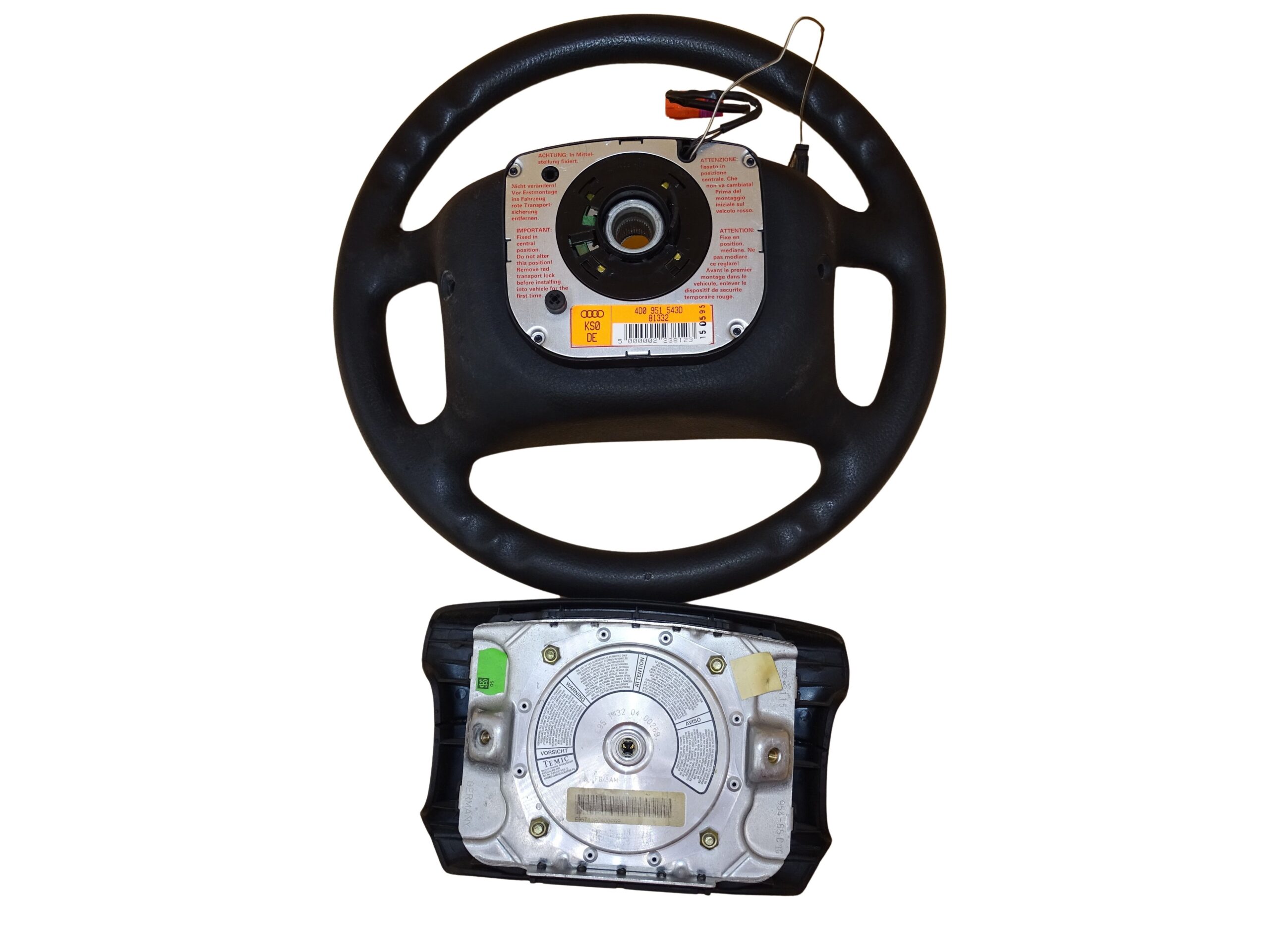 4A0419091AB+4D0951543D Audi 80 90 B3 B4 Cabrio Coupe Typ89 A4 B5 A6 C5 Lenkrad 4-Speichen mit Schleifring Airbag – Bild 14