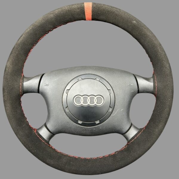 4B0419091AR + 8L0880201 Audi 80 Cabrio/Coupe Typ 89 A4 A6 Airbag Lederlenkrad 4-Speichen schwarz mit Velourüberzug
