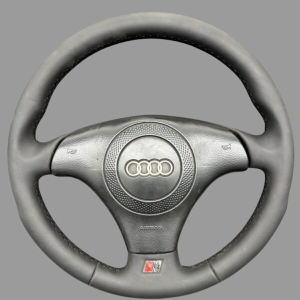 4B0419091E Audi 80 Cabrio/Coupe Typ 89 A4 A6 A8 Airbag Leder Lenkrad 3-Speichen S-Line schwarz Neu bezogen!