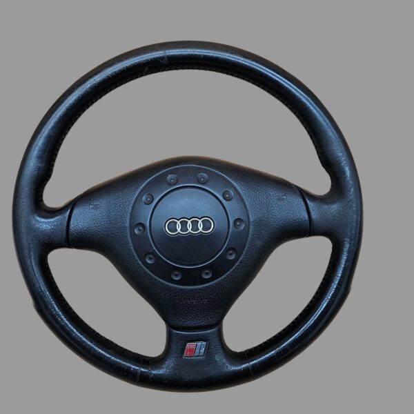 4A0419091AD+4A0880201H Audi 80 Cabrio, Coupe, A4 B5, A6 C4, A8 D2 Sportlenkrad 3-Speichen S-Line Lenkrad schwarz