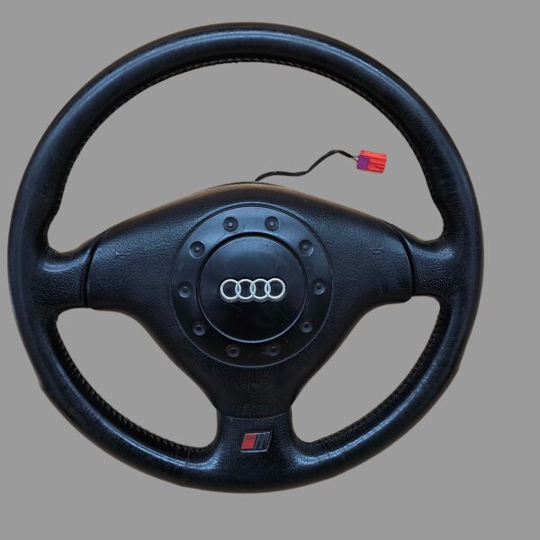 4A0419091BB+4A0880201F Audi 80 Cabrio / Coupe Typ 89 A4 A6 A8 Sportlenkrad 3-Speichen S-Line Lenkrad schwarz