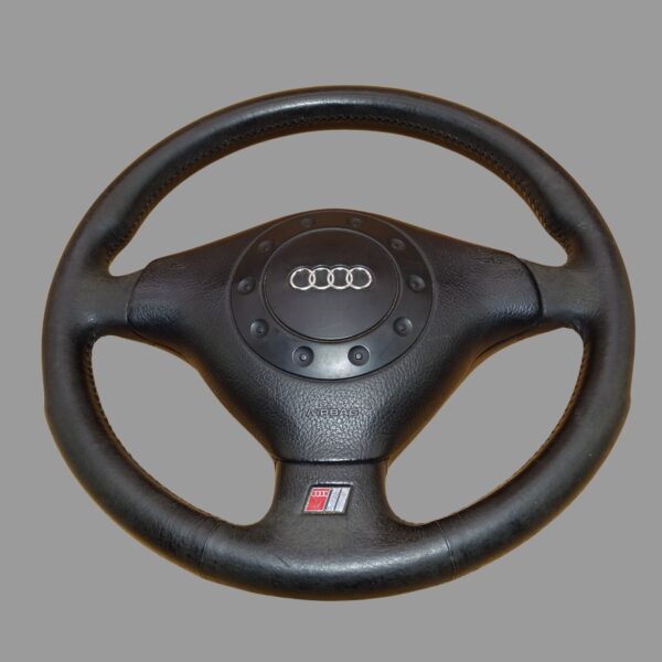 4A0419091BB+4A0880201F Audi 80 Cabrio Coupe A4 B5 A6 C4 A8 D2 Sportlenkrad 3-Speichen S-Line Lenkrad Lederlenkrad schwarz