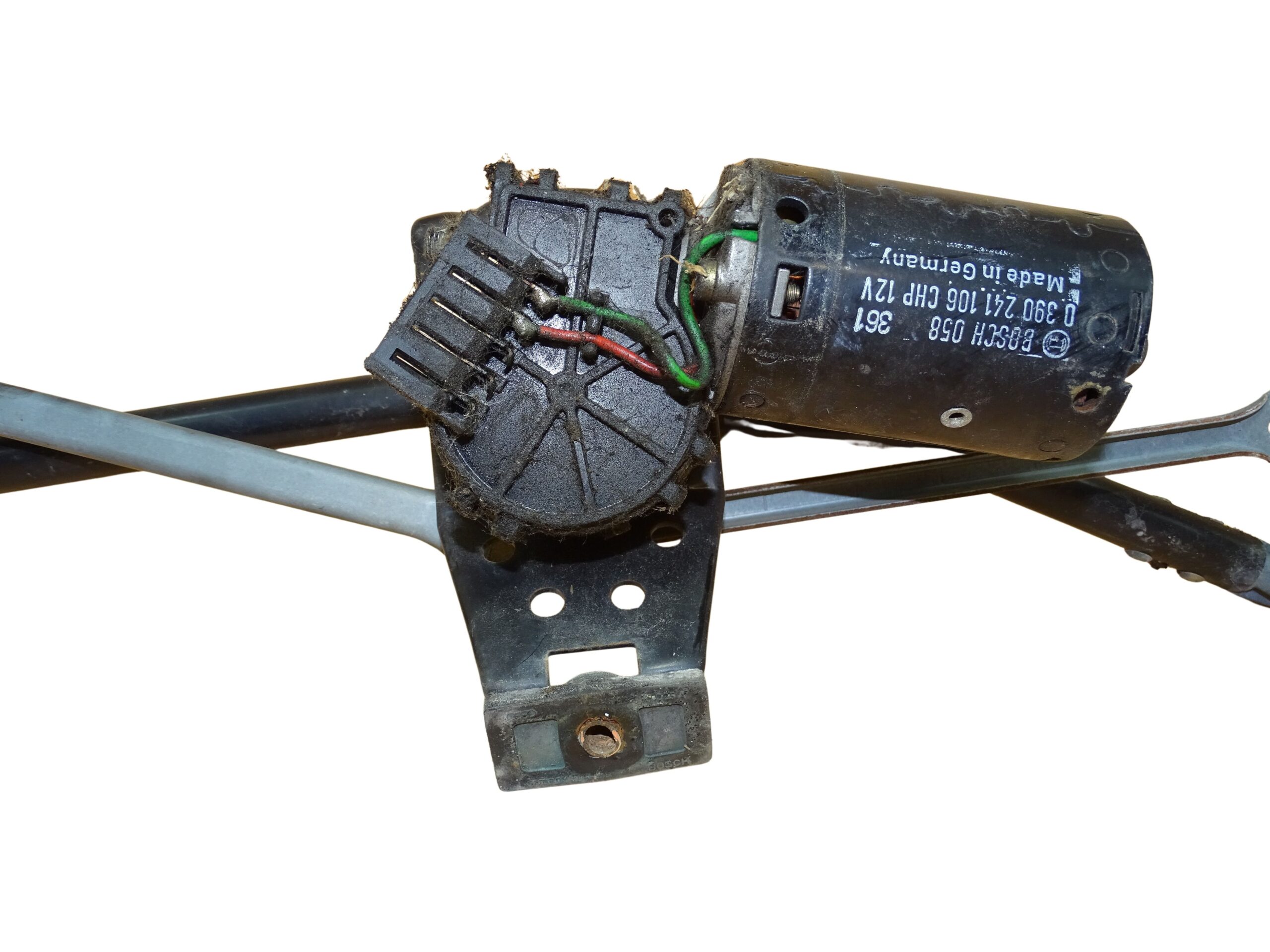 893955332 Audi 80 90 S2 B4 Aufnahme Scheibenwischer Wischermechanismus Wischergestänge mit Motor Vorne – Bild 6