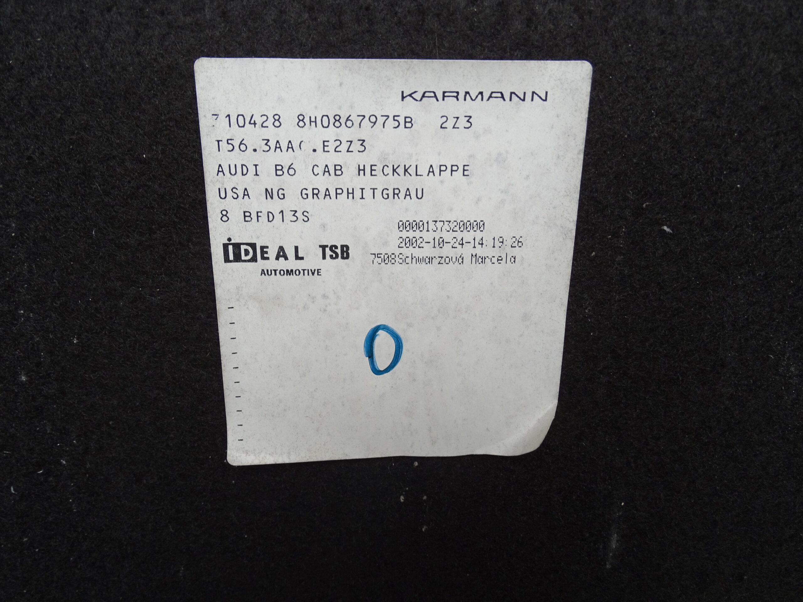 8H0867975B Audi A4 B6 Cabrio 8H Heckklappe Verkleidung Graphitgrau – Bild 8