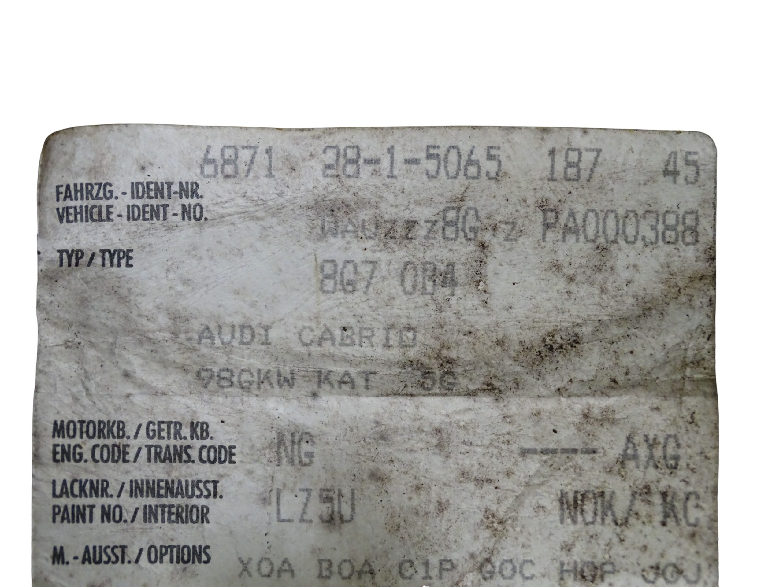 8G0827023F Audi 80 Typ 89 Cabrio Heckklappe Kofferraumdeckel Indigo Perl (Farbcode:LZ5U) – Bild 20