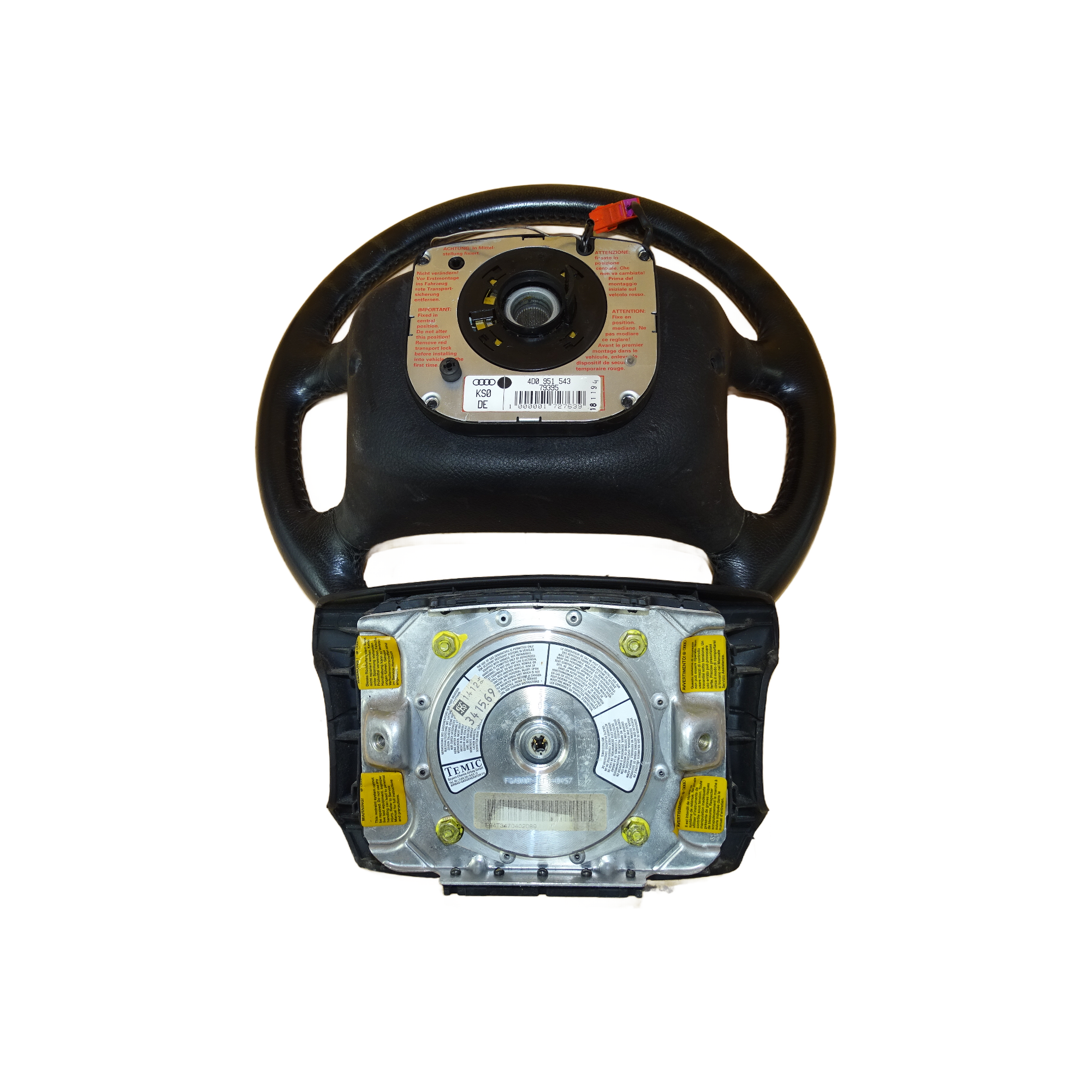 4D0419091D+94T3470402089 Audi A4 B5 A6 C4 A8 4D 4-Speichen Airbaglenkrad Lederlenkrad Lenkrad – Bild 9