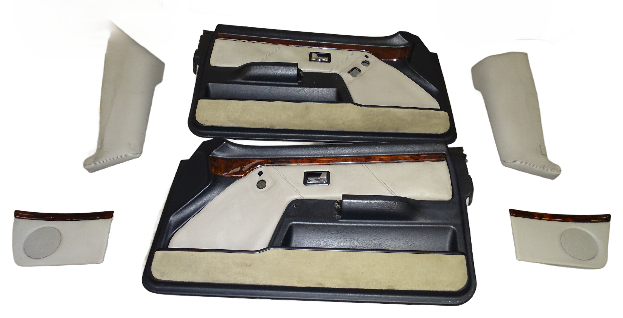 Audi 80 Cabrio Innenausstattung Komplette Leder-Innenausstattung Beige mit Wurzelholzoptik Sitze Türverkleidungen Polster Ledereinsätze – Bild 3