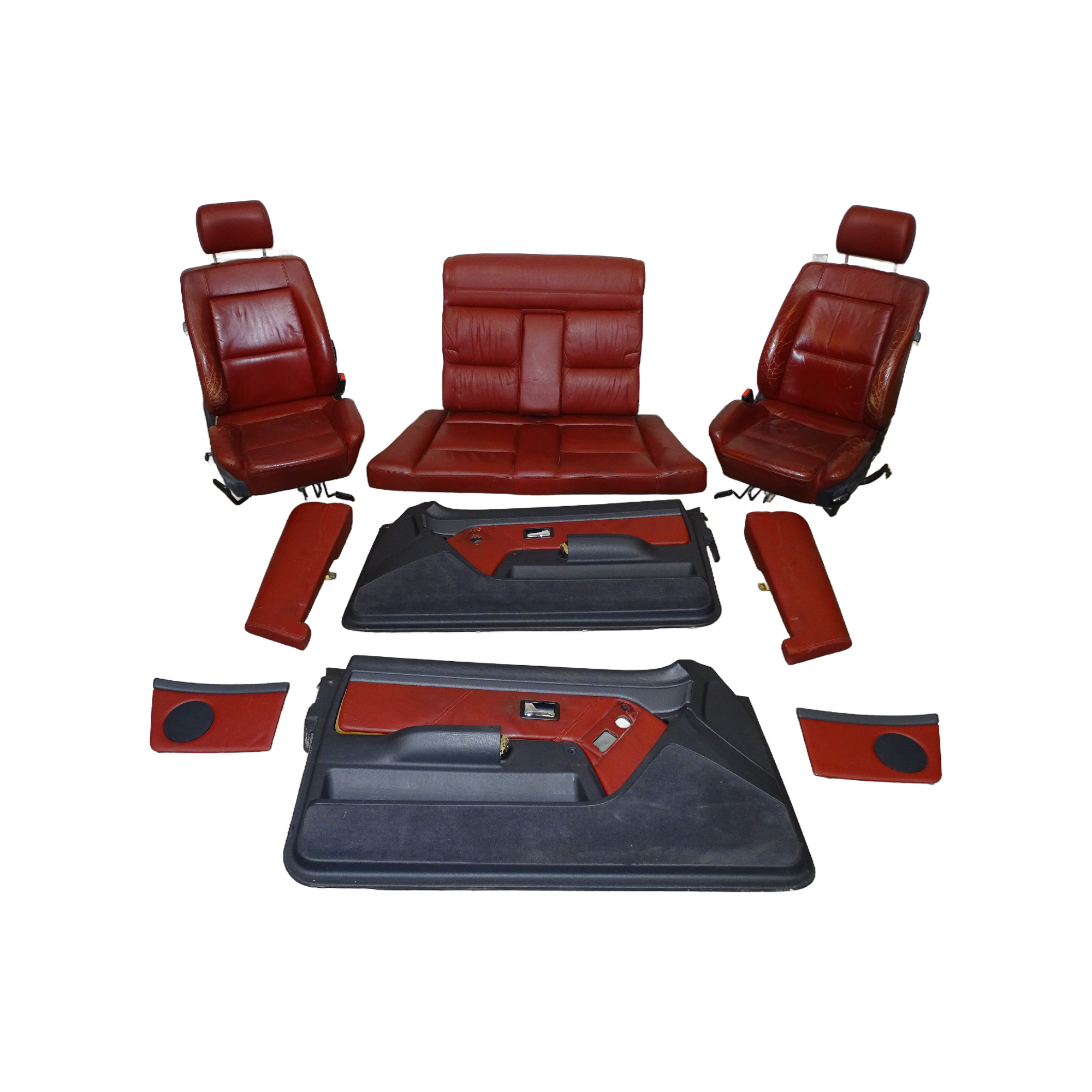 Audi 80 Cabrio Typ 89 Leder Innenausstattung Komplett Sitze Türverkleidungen Rot